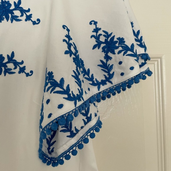 J.CREW Embroidered Flutter Sleeve Top size XXS - Picture 3 of 3